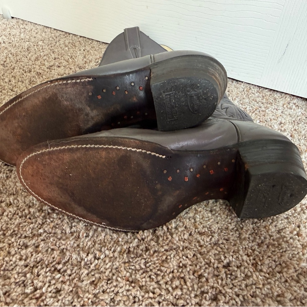 Vintage Justin Gray Leather Cowboy Boots – Women’s 5A Narrow – Made in USA - Picture 9 of 9